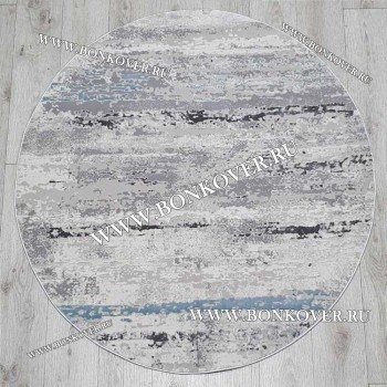 Ковер Турция Современный Дизайн 05 Серый с Голубым Круг