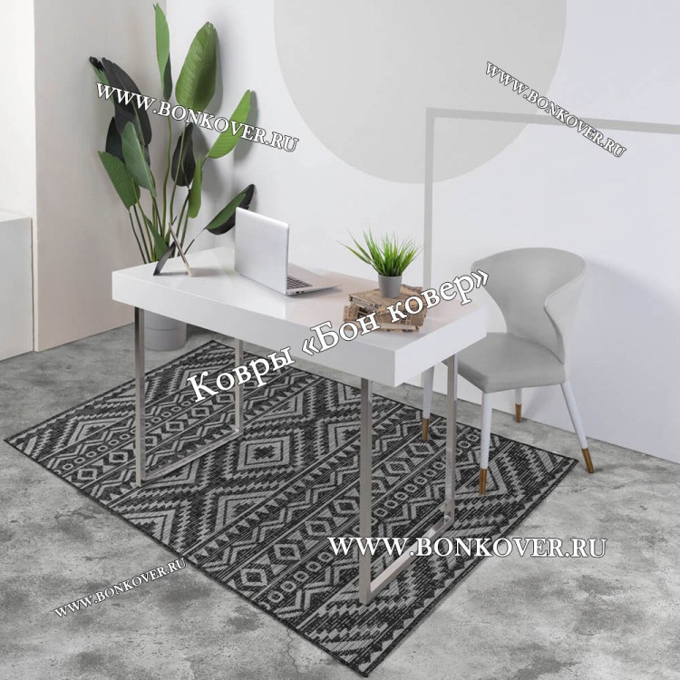 Безворсовый ковер дизайн 148 Черный new