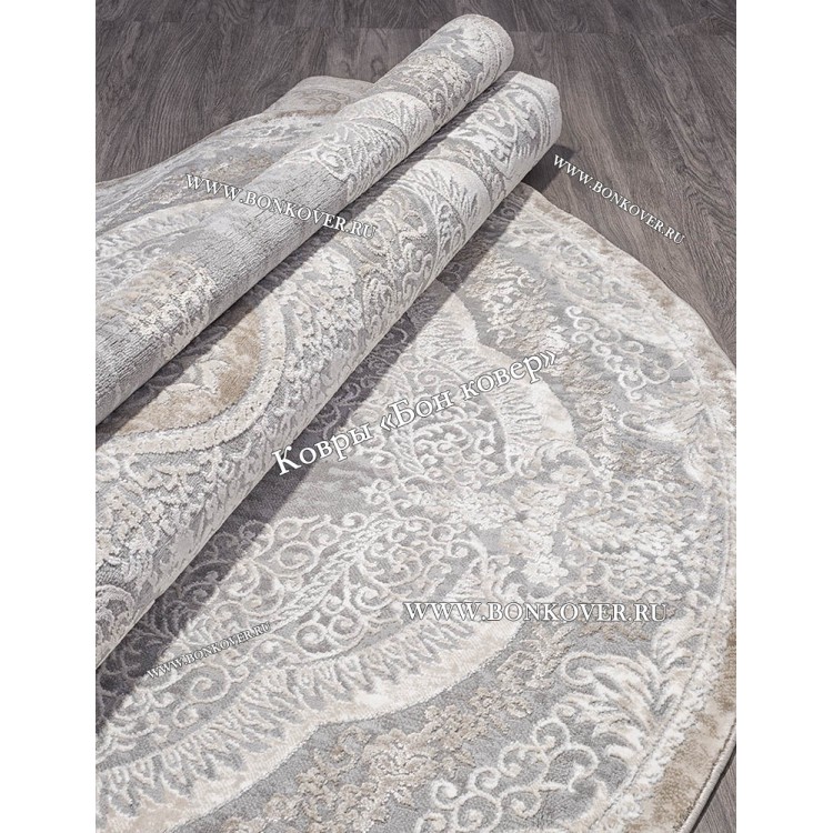 Классический ковер дизайн 85 Серый с коричневым Овал