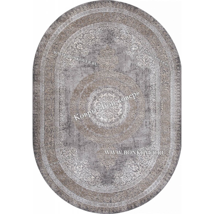 Классический ковер дизайн 93 Коричневый с серым овал